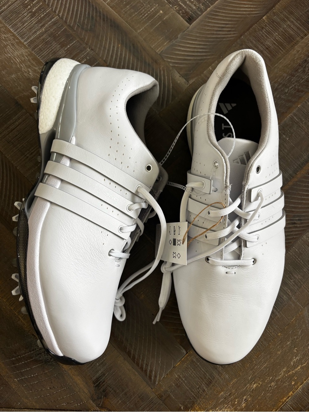 adidas Tour360 24 Golf Shoes Spikes Leather White/Gray Men's US 9.5 IF0248